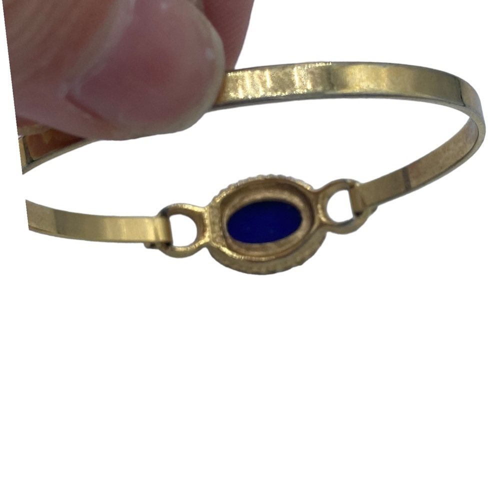 Vintage Avon hinged cobalt blue gold tone bracelet bangle70s size 6” - Picture 4 of 5